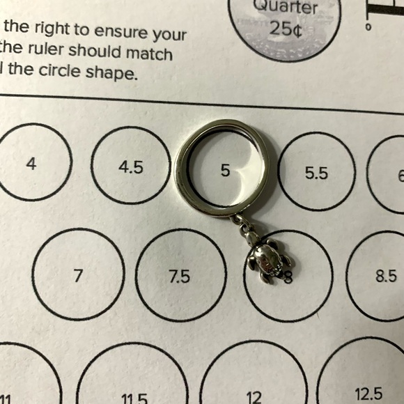 RETIRED James Avery Sterling Silver Turtle Dangle Ring - Picture 5 of 5